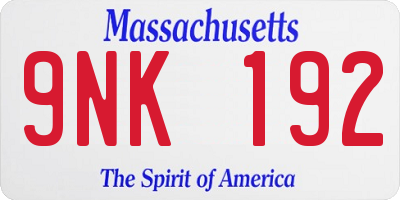 MA license plate 9NK192