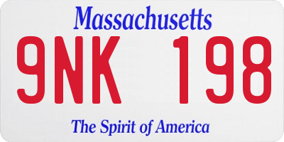 MA license plate 9NK198