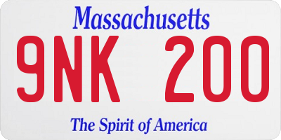 MA license plate 9NK200