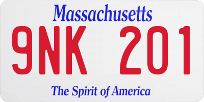 MA license plate 9NK201