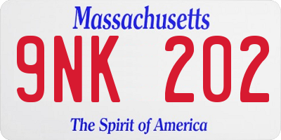 MA license plate 9NK202