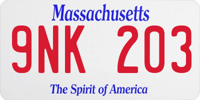 MA license plate 9NK203