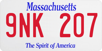 MA license plate 9NK207