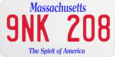 MA license plate 9NK208