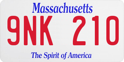 MA license plate 9NK210