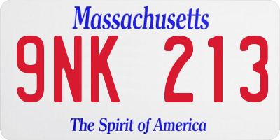 MA license plate 9NK213