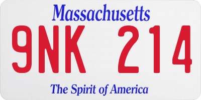 MA license plate 9NK214