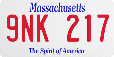 MA license plate 9NK217