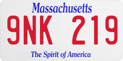 MA license plate 9NK219