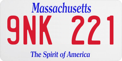 MA license plate 9NK221
