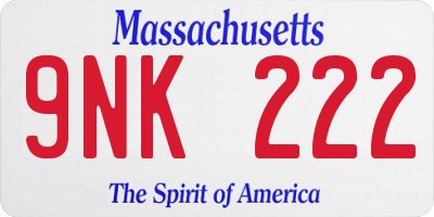 MA license plate 9NK222