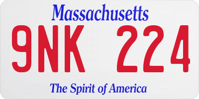 MA license plate 9NK224