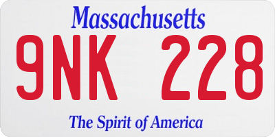 MA license plate 9NK228