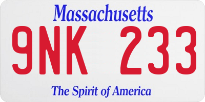 MA license plate 9NK233