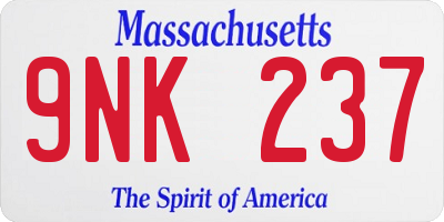 MA license plate 9NK237