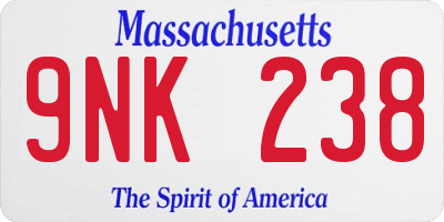 MA license plate 9NK238