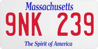 MA license plate 9NK239