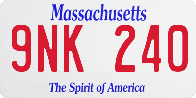 MA license plate 9NK240