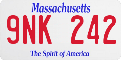 MA license plate 9NK242