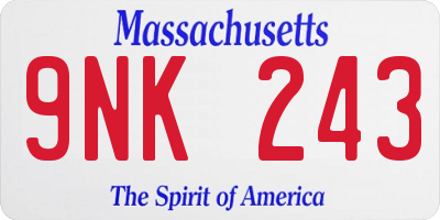 MA license plate 9NK243
