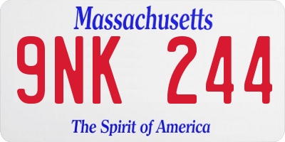 MA license plate 9NK244