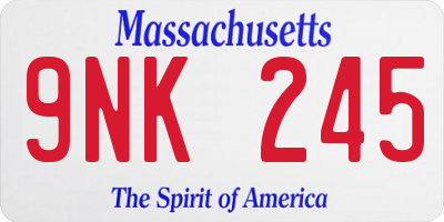 MA license plate 9NK245