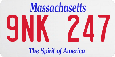 MA license plate 9NK247