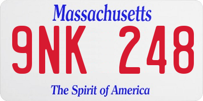MA license plate 9NK248