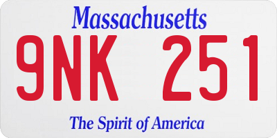 MA license plate 9NK251