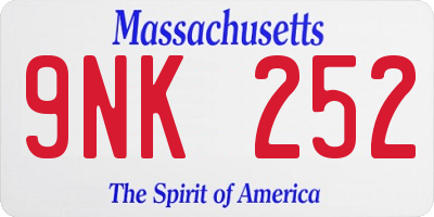MA license plate 9NK252
