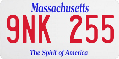 MA license plate 9NK255