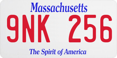 MA license plate 9NK256
