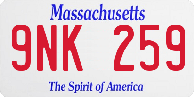 MA license plate 9NK259