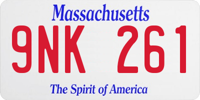 MA license plate 9NK261