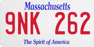 MA license plate 9NK262