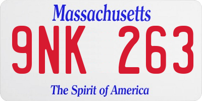 MA license plate 9NK263