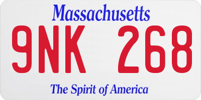 MA license plate 9NK268