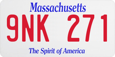 MA license plate 9NK271