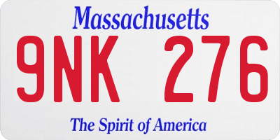 MA license plate 9NK276