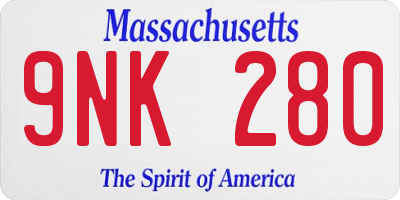 MA license plate 9NK280