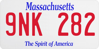 MA license plate 9NK282