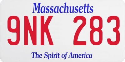 MA license plate 9NK283