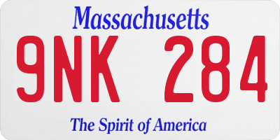 MA license plate 9NK284
