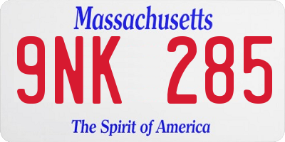 MA license plate 9NK285