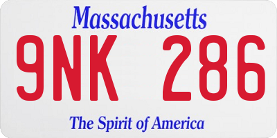 MA license plate 9NK286