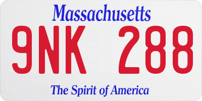 MA license plate 9NK288
