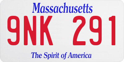 MA license plate 9NK291