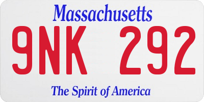 MA license plate 9NK292