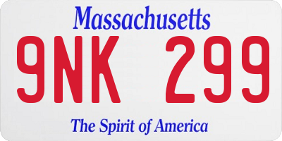 MA license plate 9NK299