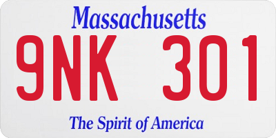 MA license plate 9NK301